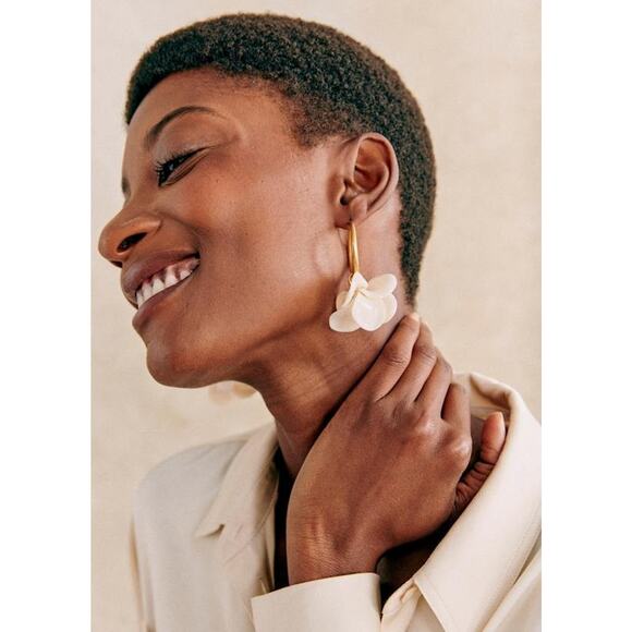 Sezane Flora Hoops Earrings - One Size - Ecru - Picture 1 of 4